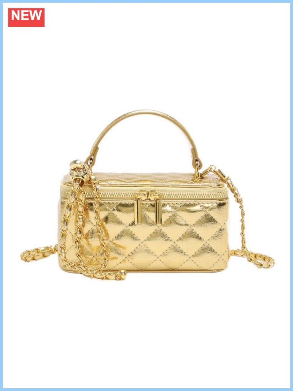 Quilted Crossbody Bag Mini Top Handle Square Handbag Purse for Women